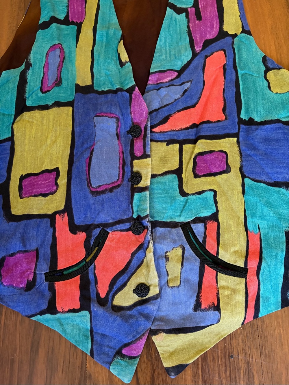 Max & Mabel Colorblock Abstract Print Vest - Multicolor - Picture 2 of 10